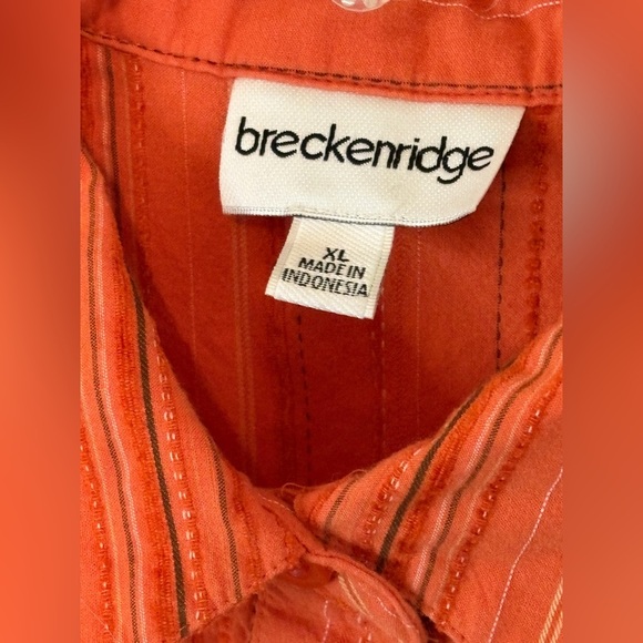 Breckenridge Orange Casual Button Down Shacket with Pintuck Pleats - Picture 8 of 9